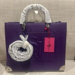 Sassy Genuine Leather Jones Pamela’s Purple Tote Handbag